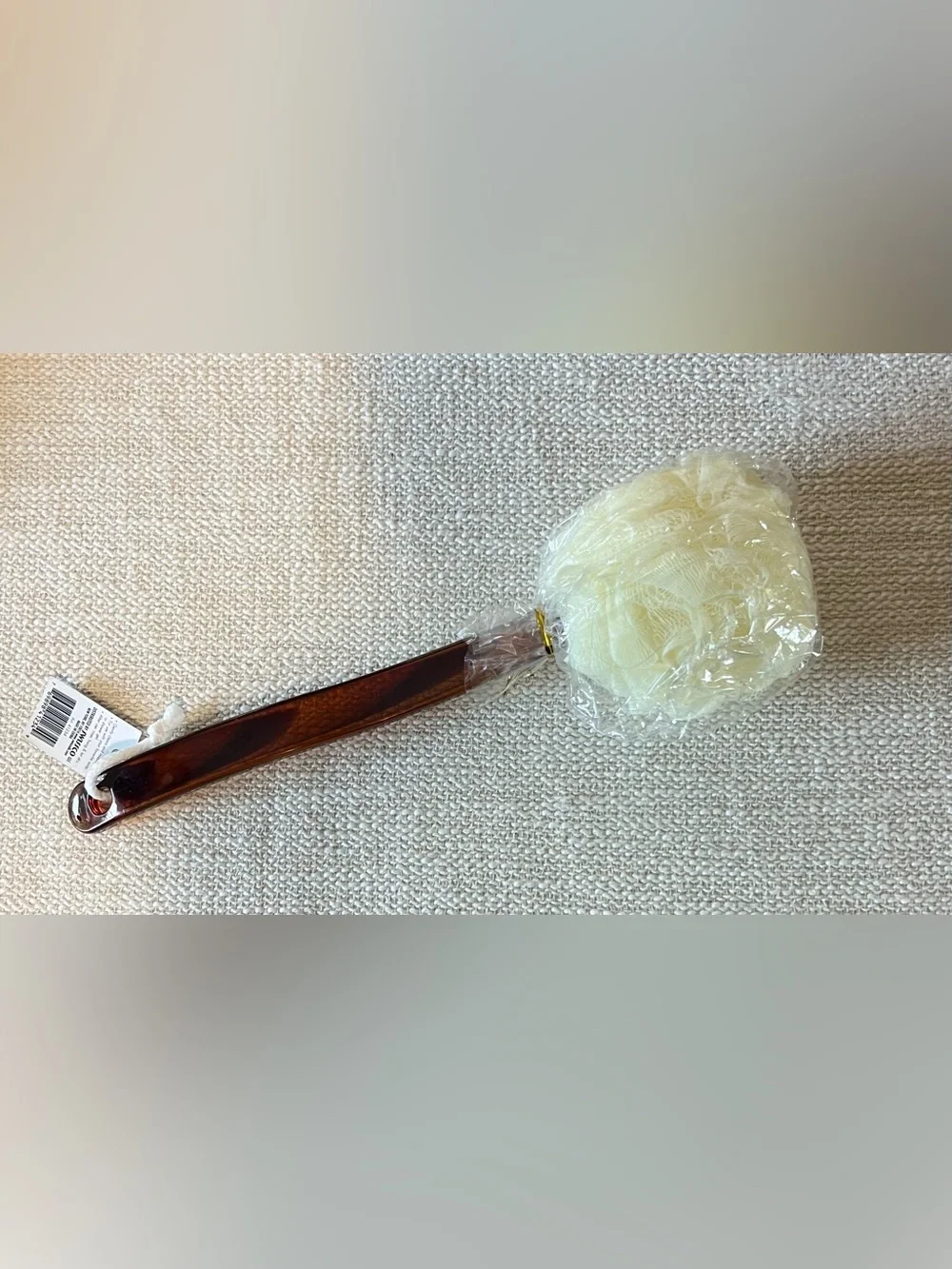 Swissco Mesh Bath Brush - Brown Plastic Wood-Style Ergonomic Handle with Mesh